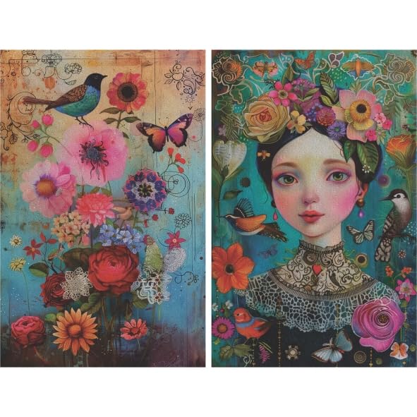 Decoupage Rice Paper, 8 x 10.5” (A4) – 9 Pages – 18 Coordinated Designs – Premium 30gsm Craft Paper for Furniture, Scrapbooking & DIY Décor by Craft Kreatively