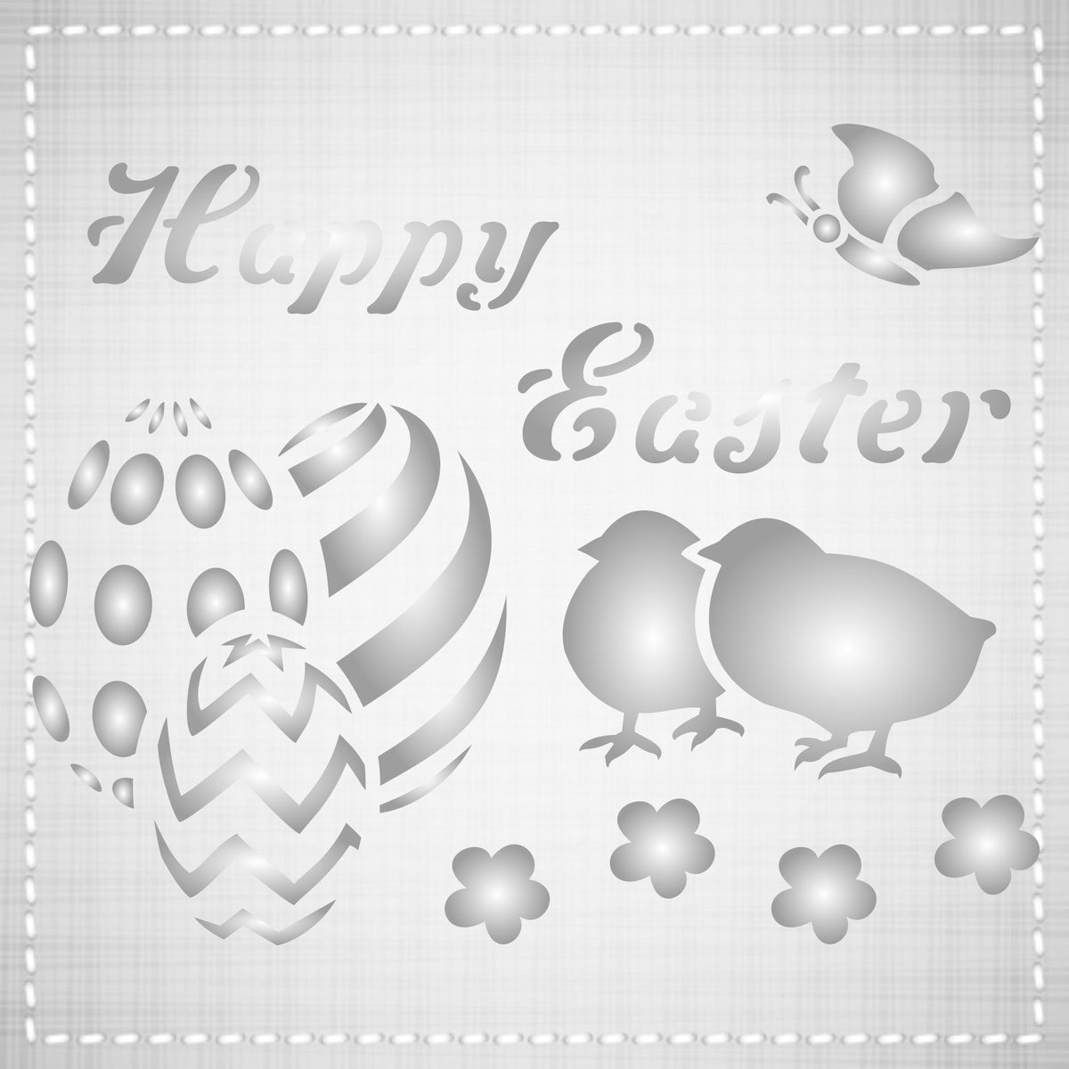 Happy Easter Stencil, 10.16 x 8.26 cm - Classic Easter Card Design