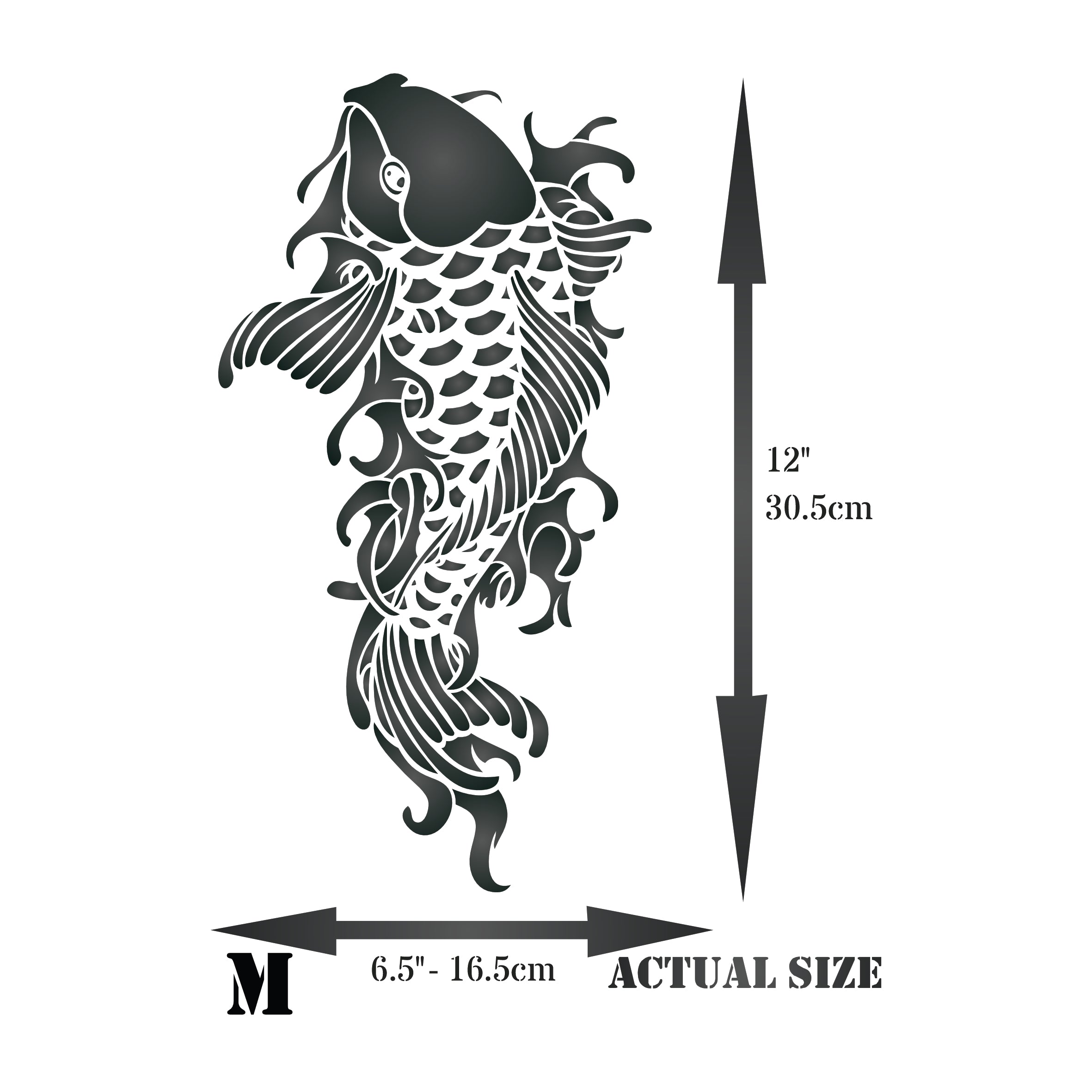 Chinese Koi Stencil - Koi Carp Harmony Wealth Feng Shui