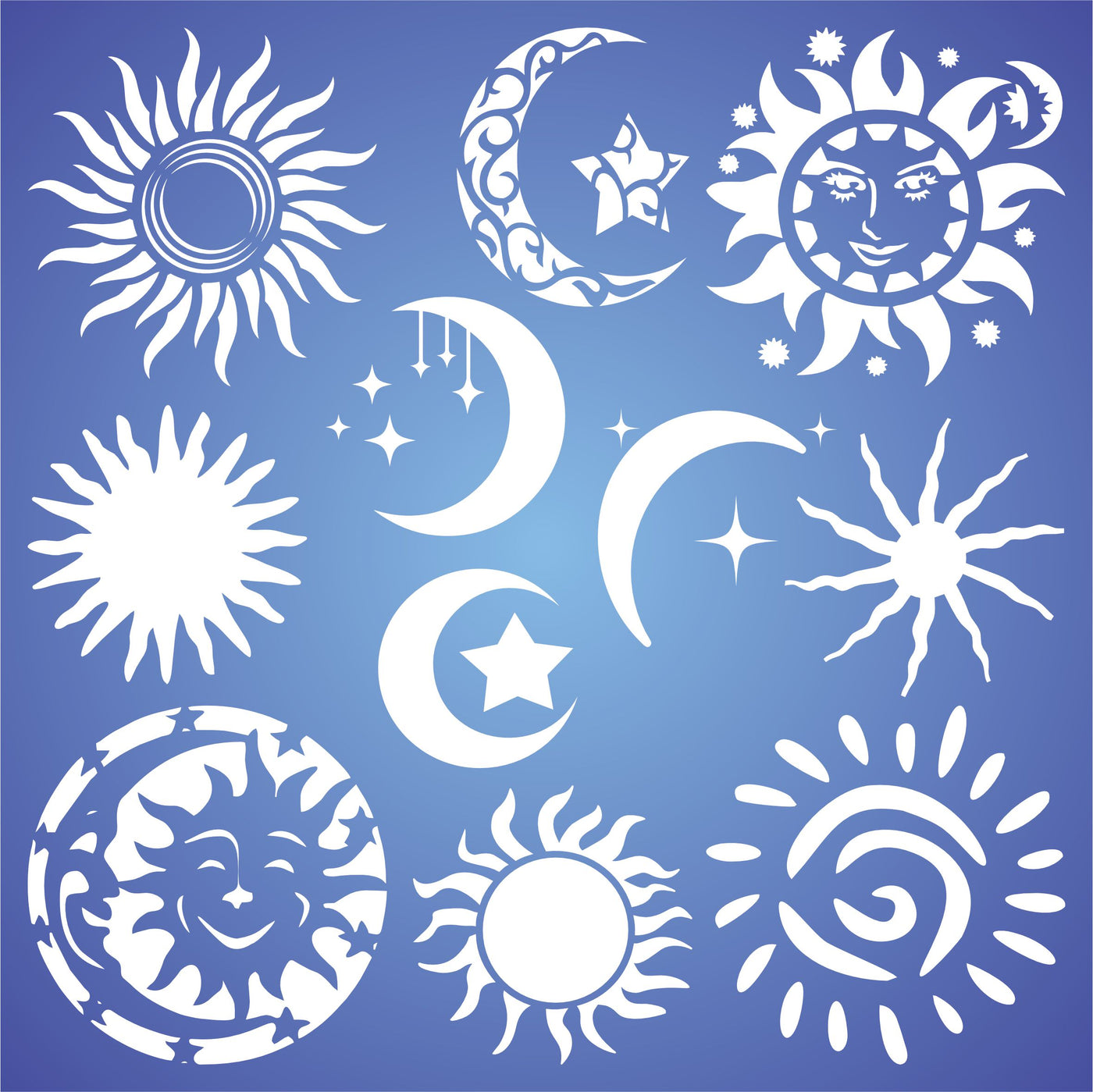 Suns Moons Stencil - Layering Moon Sun Star