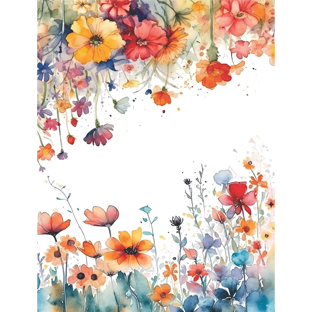 Wild Flower Borders Rice Paper, 20.32 x 26.67 cm - for Decoupage Cards Crafts
