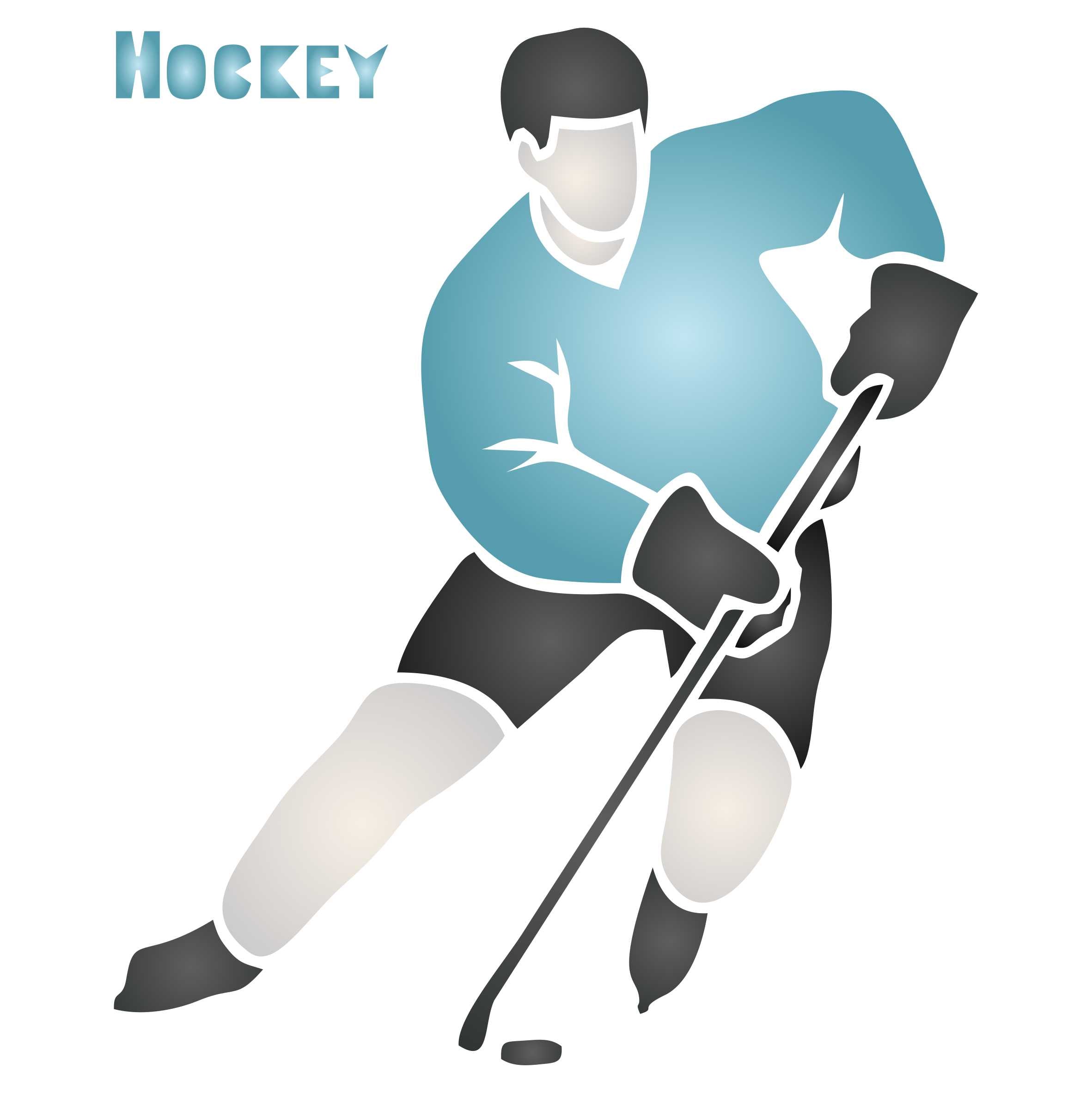 Hockey Stencil - Athlete Ice Hockey Player Stick Puck Word Quote