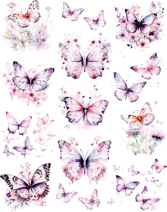 Purple Butterflies Decoupage Rice Paper, 29.21 x 36.83 cm - for Scrapbooking Cards Crafts