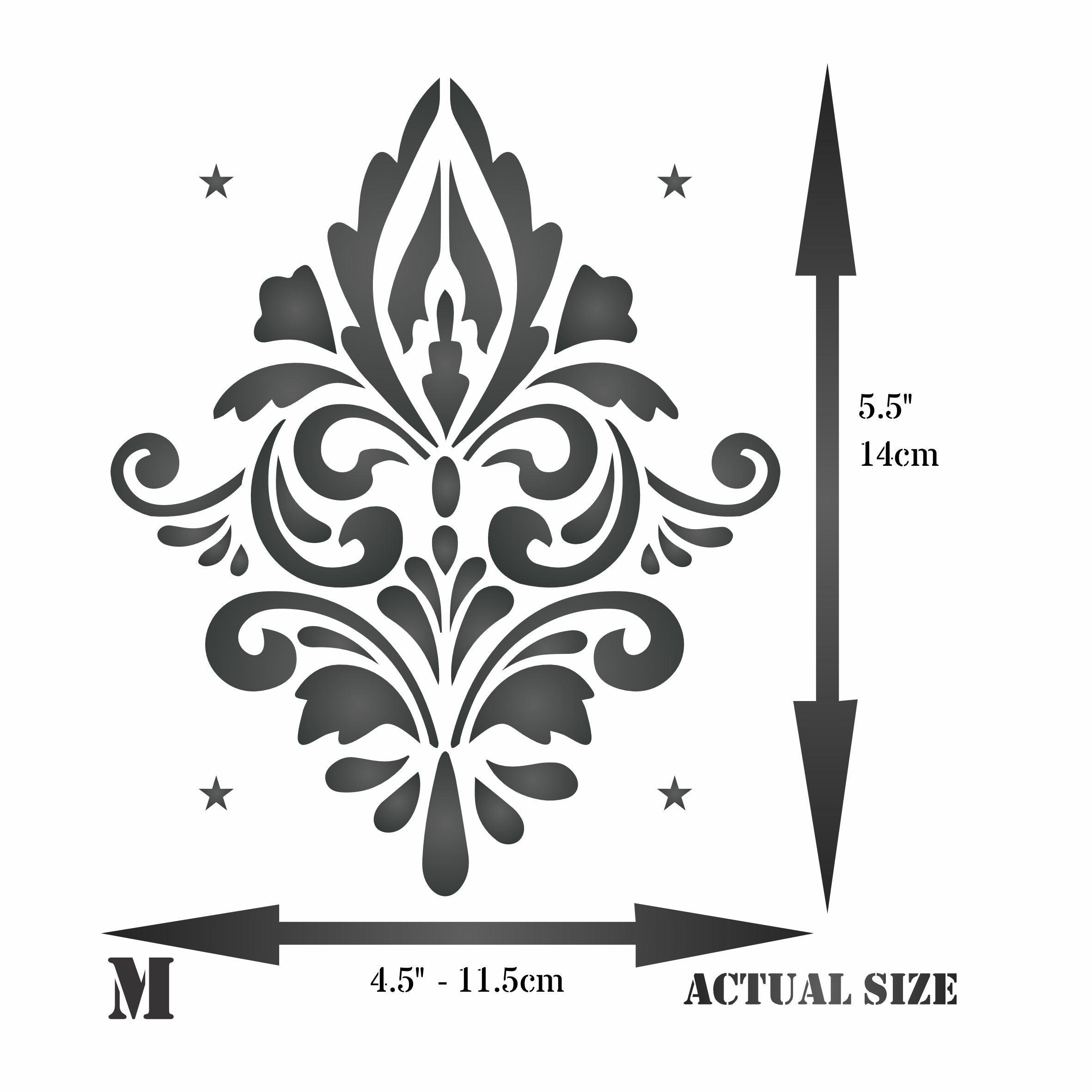 Simple Damask Stencil - Vintage Damask Simple Alloverpaper Pattern