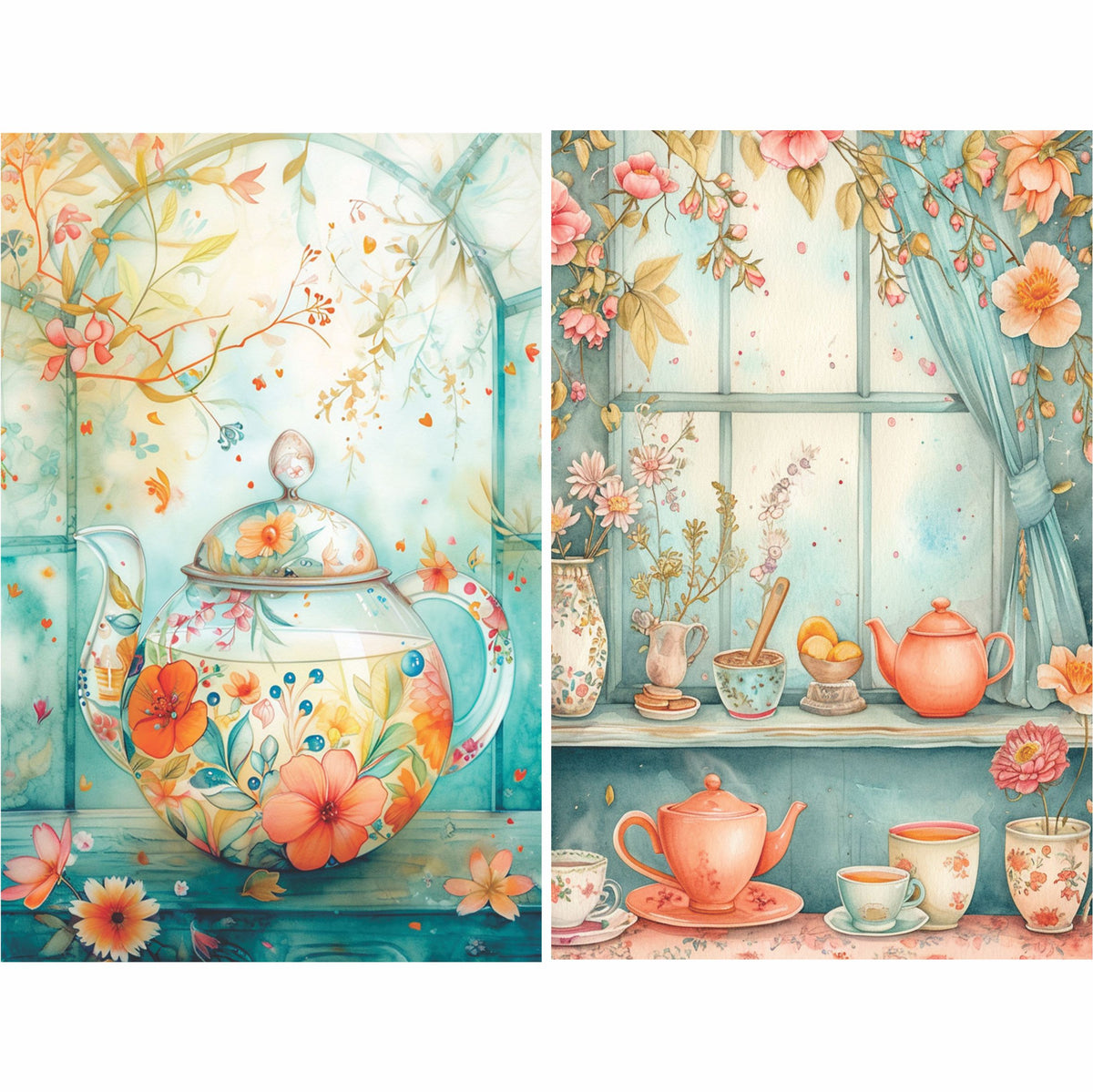 Tea Time Rice Paper, 20 x 26,6cm (6pc) - 6 Designs for Scrapbooking Cards Crafts, Decoupage by CRAFT KREATIVELY