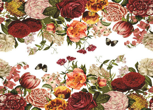 Red Rose Border Rice Paper- 3 Sheets Printed Mulberry Paper Border 36gsm