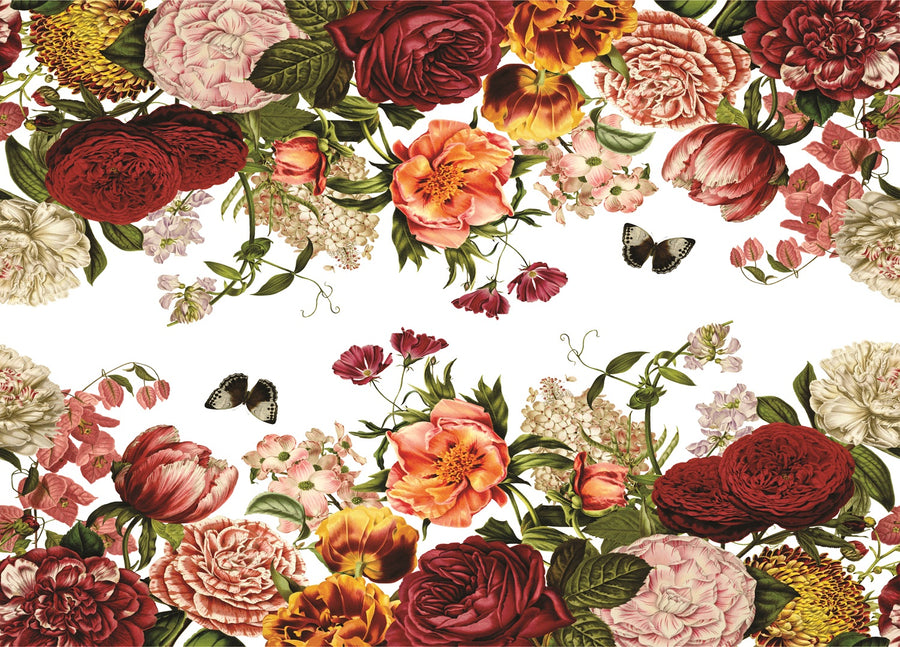 Red Rose Border Rice Paper- 3 Sheets Printed Mulberry Paper Border 36gsm