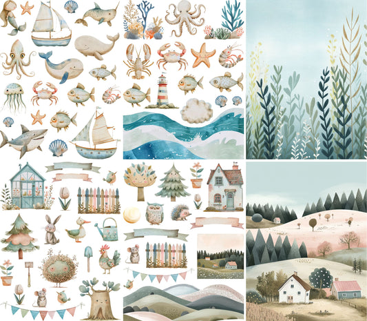 Nordic Ocean Rice Paper, 20.32 x 26.67 cm ÃƒÂ¢Ã¢â€šÂ¬Ã¢â‚¬Å“ Decoupage Scrapbooking Cards Craft