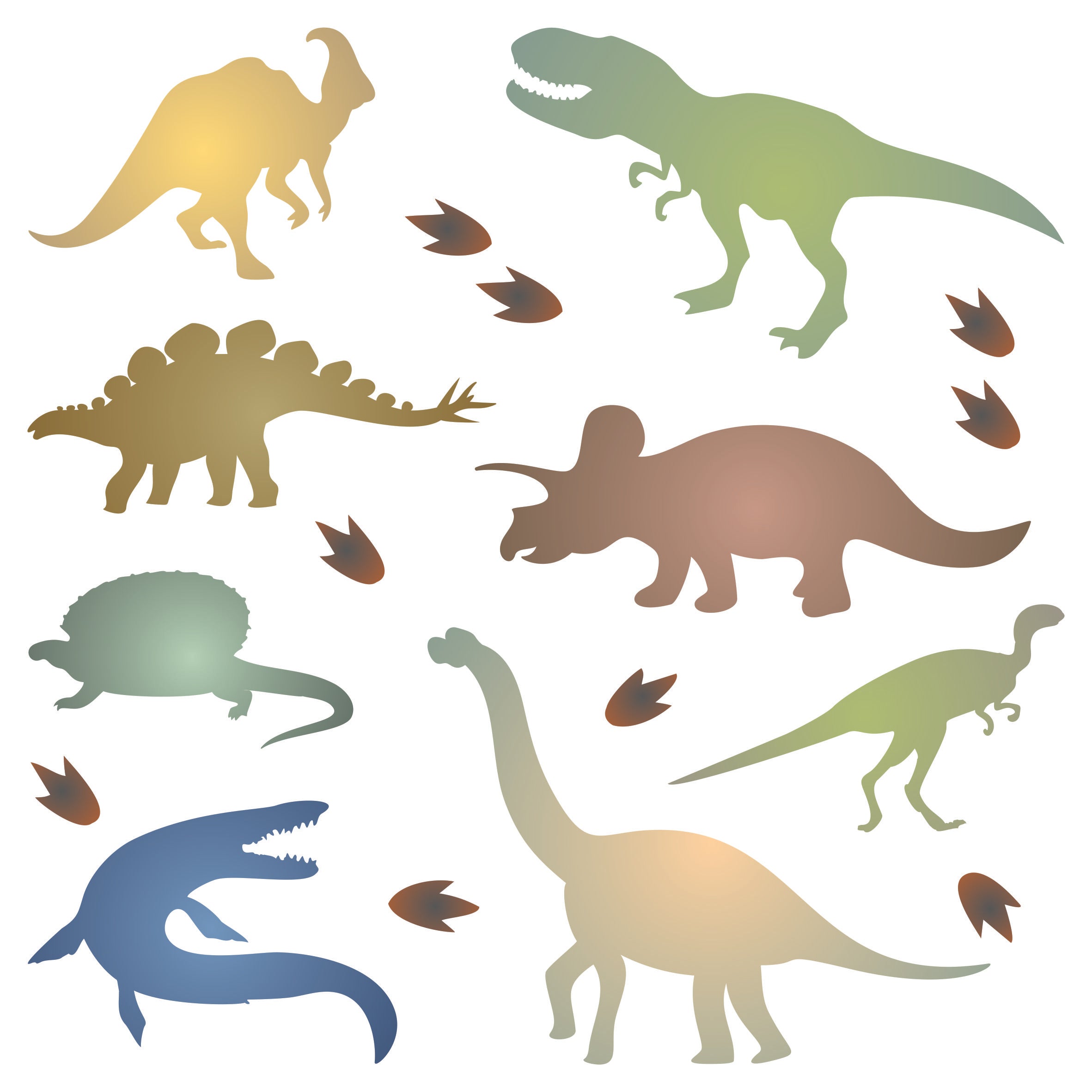 Dinosaur Silhouette Stencil - Kids Animal Jurassic Extinct