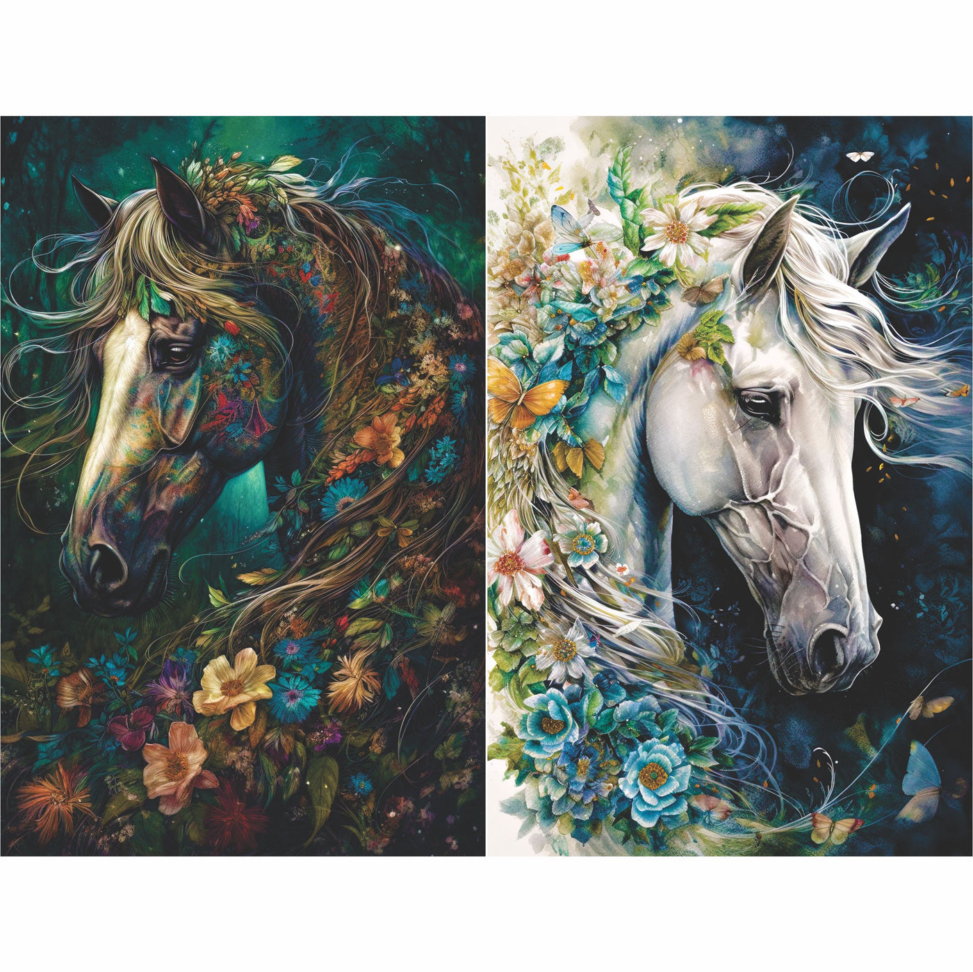 Bohemian Horses Rice Paper, 8 x 10.5 inch â€“ for Decoupage Scrapbooking Craft