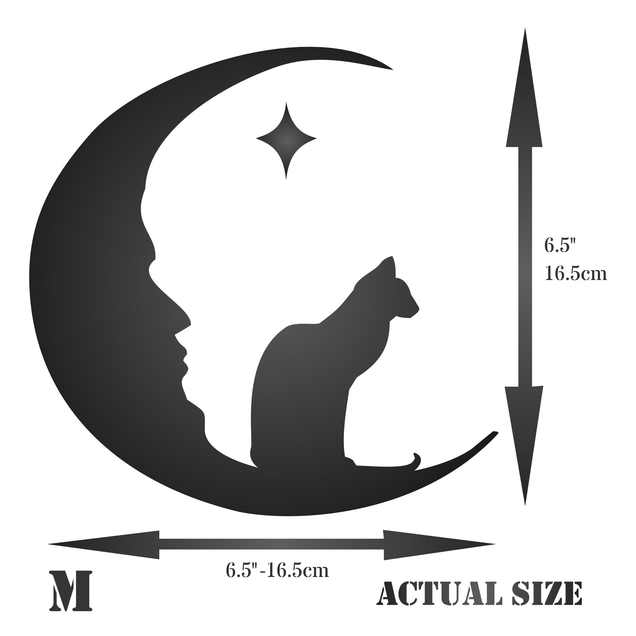 Moon Cat Stencil - Cat Moon Halloween