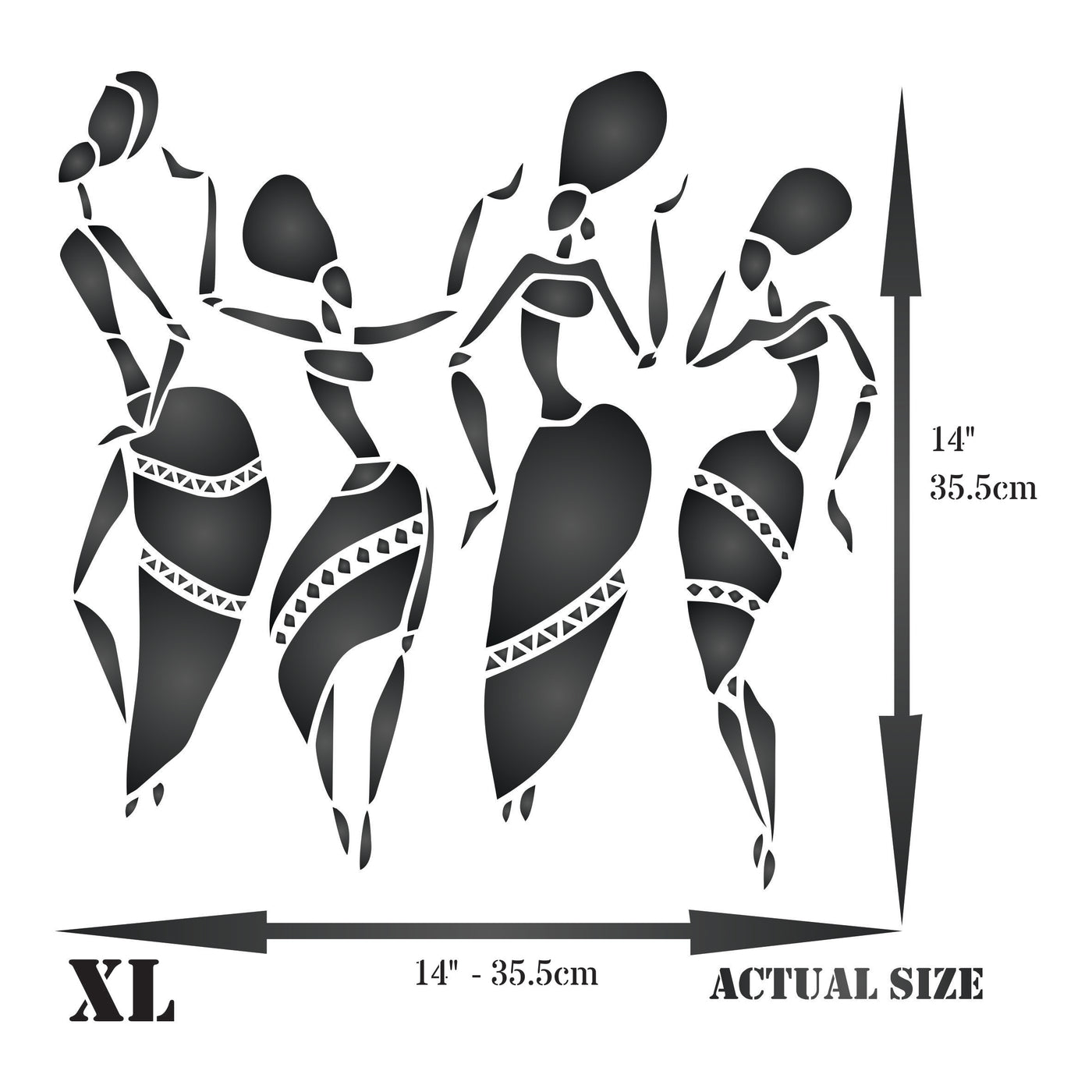 African Dancers Stencil - Women Lady Dancers Ethnic Tribal