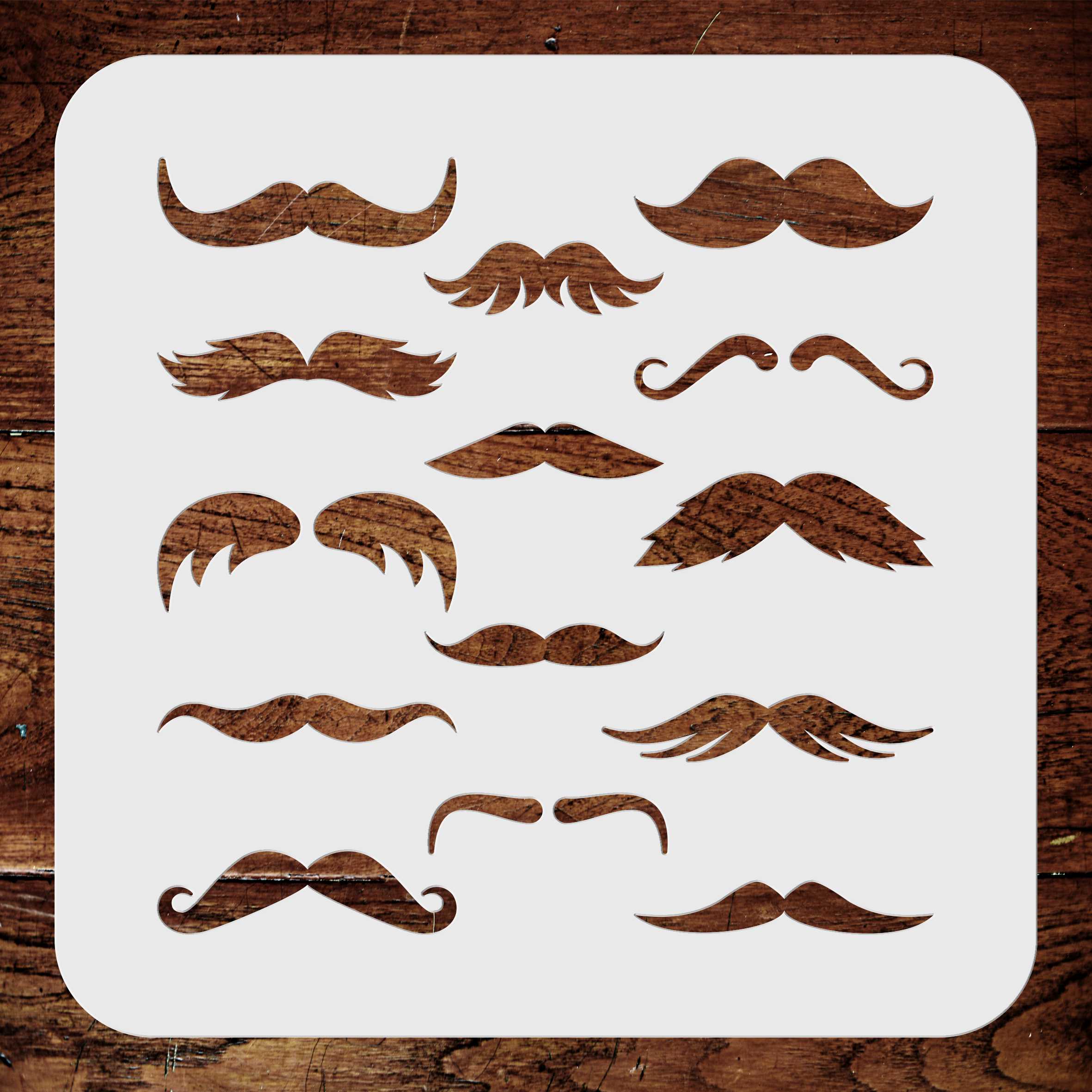 Mustache Stencil - Mixed Media Shapes 12 Moustache Facial Hair