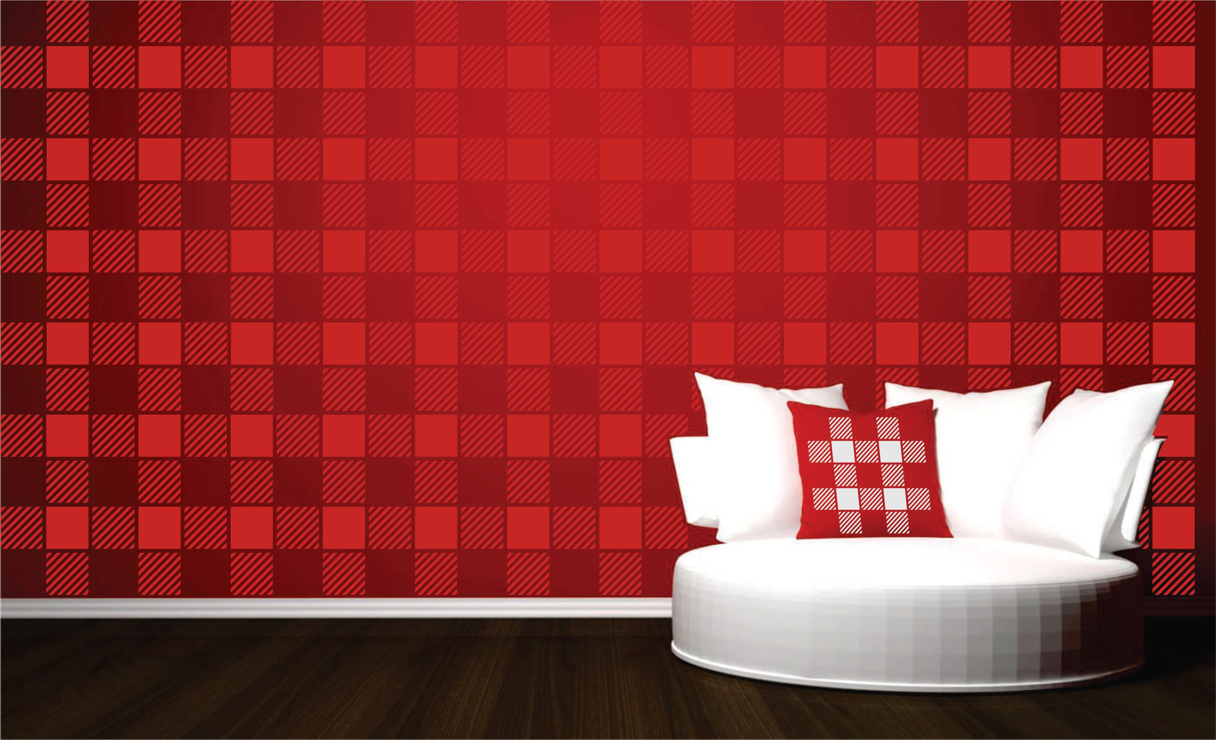 Buffalo Plaid Stencil - Folk Art Gingham Check Pattern Allover