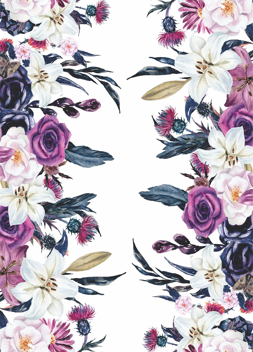 Gothic Floral Border Rice Paper- 20 Sheets Printed Mulberry Paper Border 36gsm