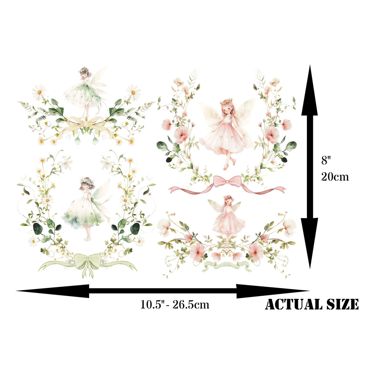 Fairy Frames Rice Paper, 20.32 x 26.67 cm - for Decoupage Scrapbooking Cards Craft