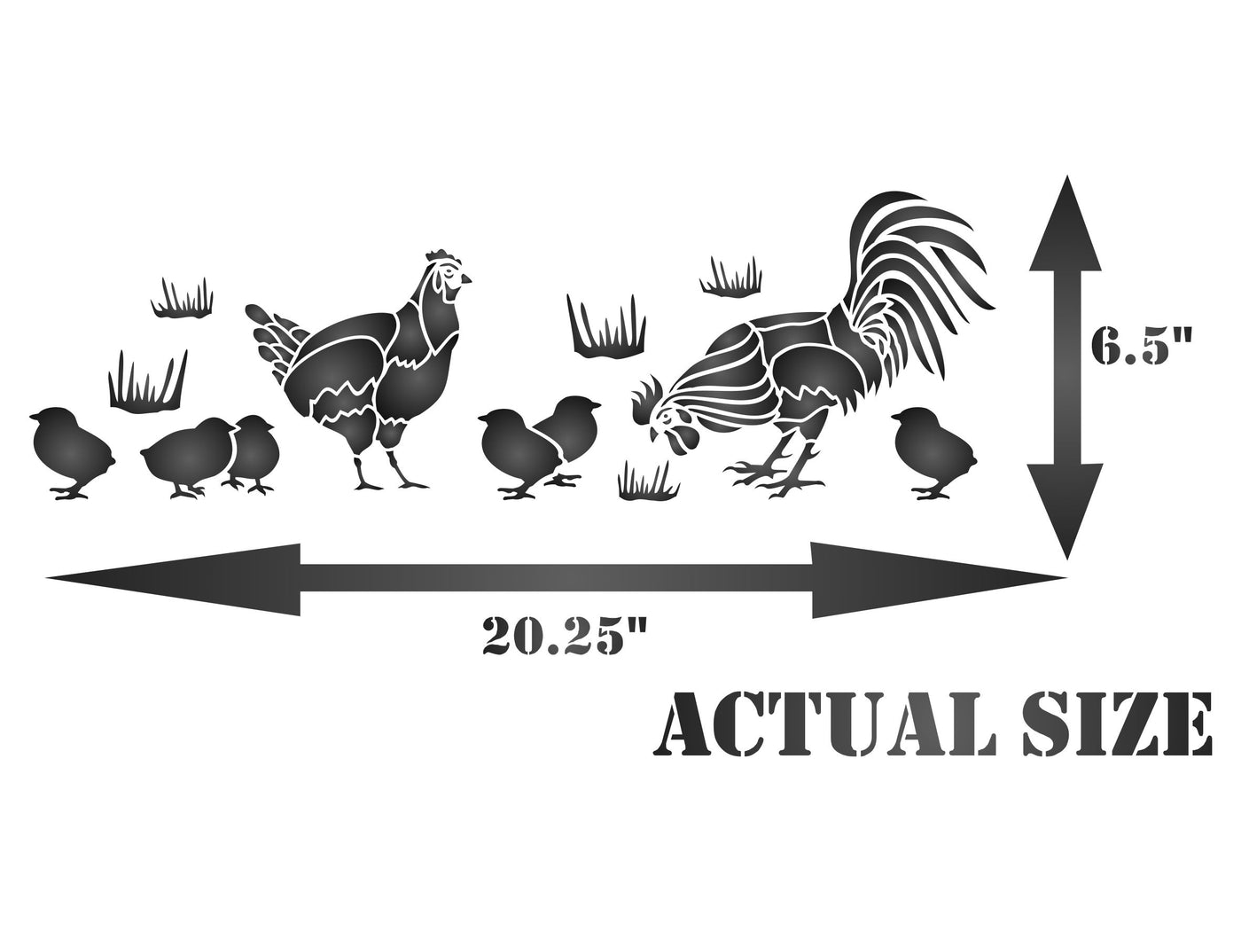 Chicken Stencil, 20 x 6.5 inch - Decorative Farm Animal Birds Border