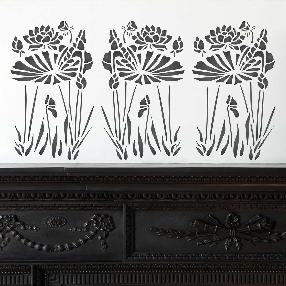Water Plants Stencil - Asian Oriental Chinese Japanese Waterlily Leaves