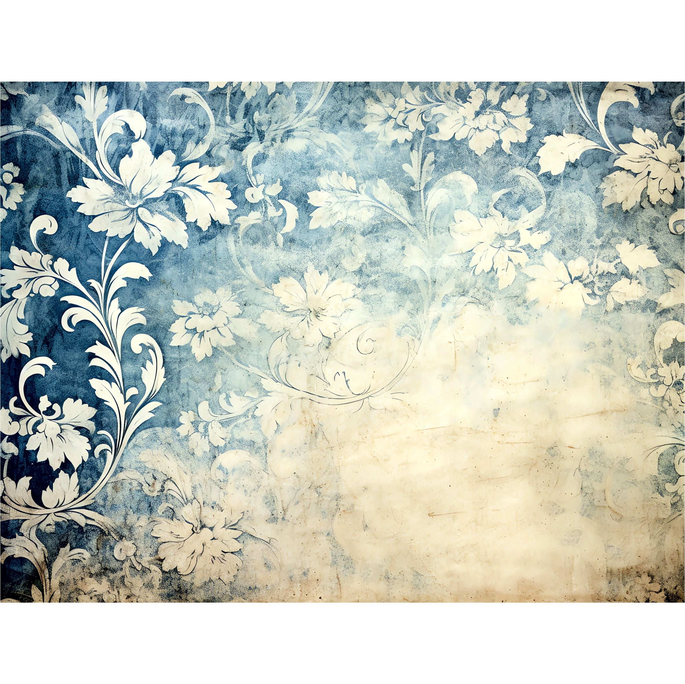 Blue Damask Rice Paper, 8 x 10.5 inch - for Decoupage Scrapbooking Cards Crafts