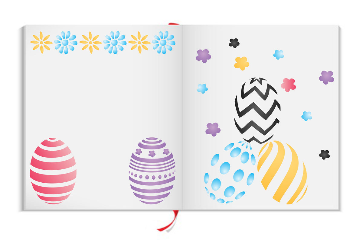 Easter Eggs Stencil, 11.43 x 11.43 cm - Classic Easter Egg Design