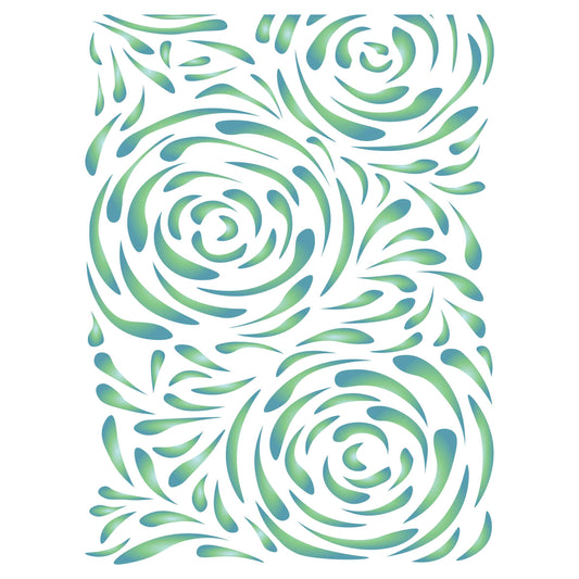 Whirlpool Layering Stencil, 11.43 x 16.51 cm - Swirling Vortex Spiral Mask use to Add Texture