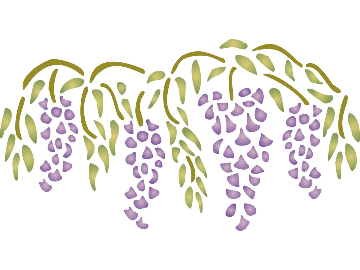 Wisteria Stencil, 40.64 x 21.59 cm - Classic Whisteria Flower Border