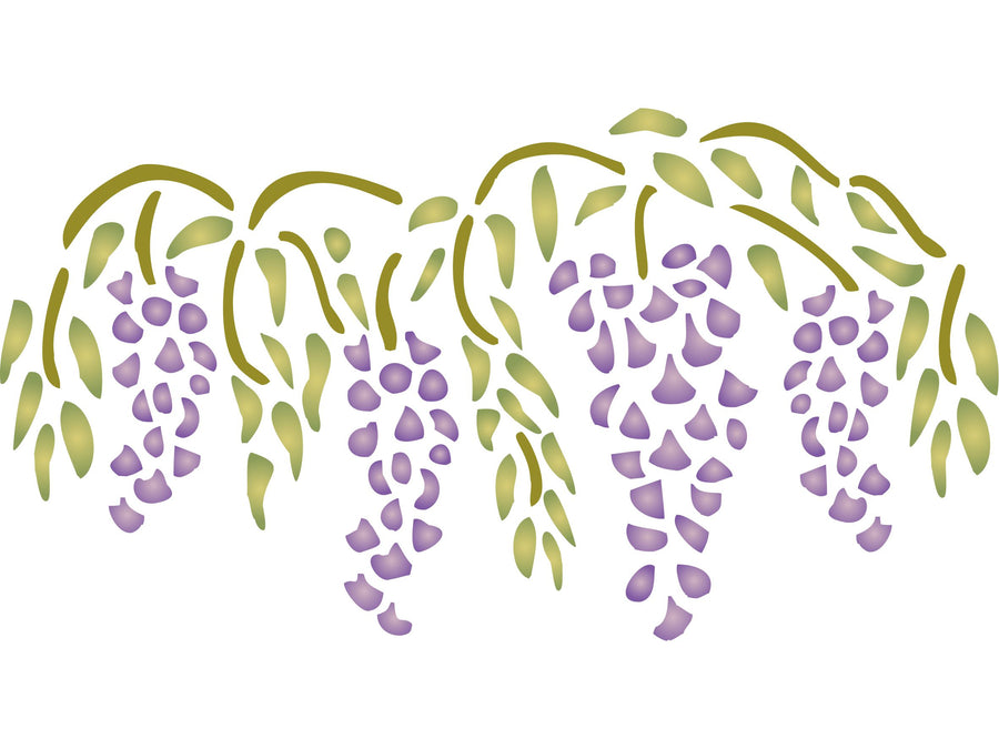 Wisteria Stencil, 16 x 8.5 inch - Classic Whisteria Flower Border