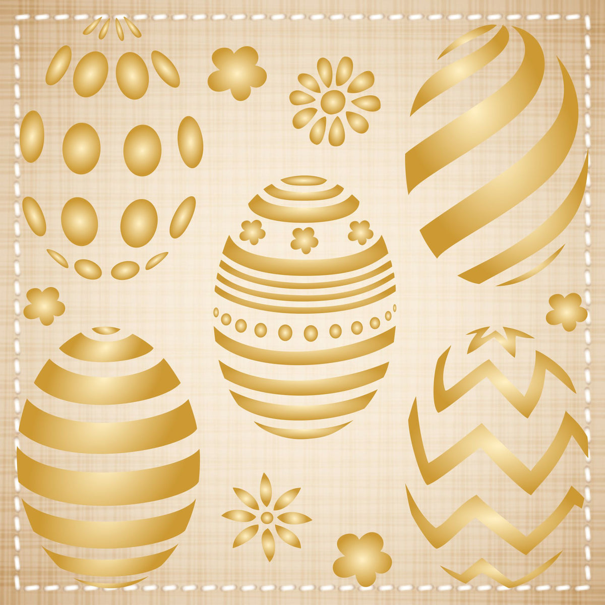 Easter Eggs Stencil, 16.51 x 16.51 cm - Classic Easter Egg Design