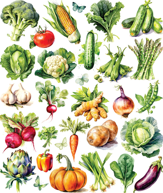 Vegetable Decoupage Rice Paper, 29.21 x 36.83 cm - for Journal Cards Crafts