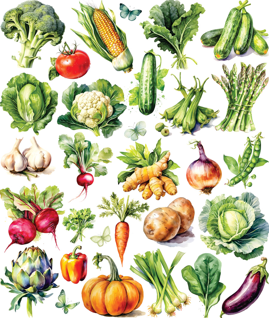 Vegetable Decoupage Rice Paper, 11.5 x 14.5 inch - for Journal Cards Crafts