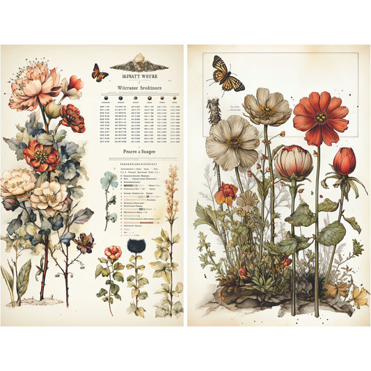 Botanical Decoupage Rice Paper, 20.32 x 26.67 cm - for Decoupage Scrapbooking Crafts