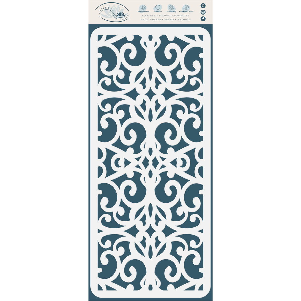 Slimline Panel Stencil, 10.16 x 22.86 cm - Screen Panel Card Making Slimline DiesCards Template