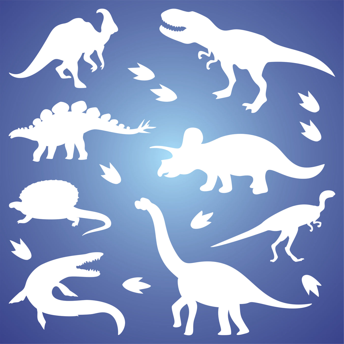 Dinosaur Silhouette Stencil - Kids Animal Jurassic Extinct