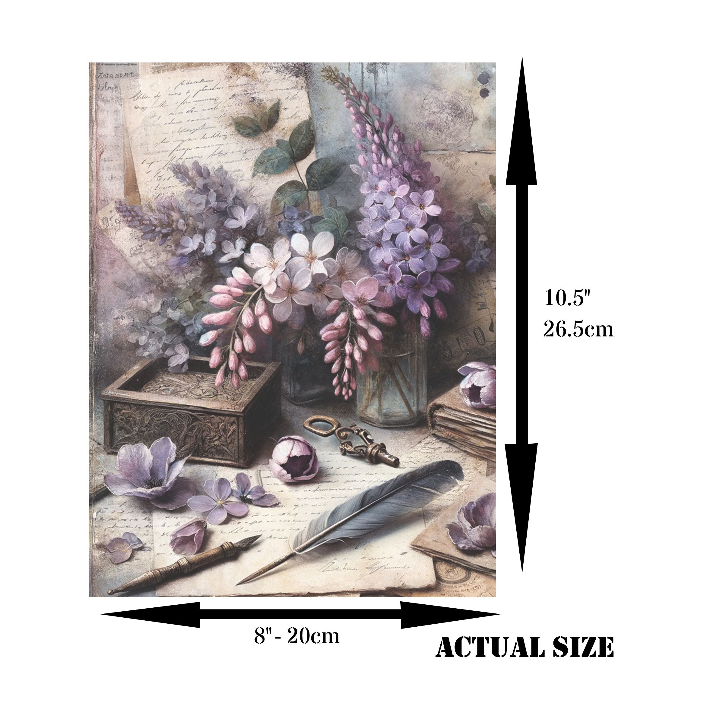 Wisteria Rice Paper, 8 x 10.5 inch - for Decoupage Scrapbooking Cards Crafts