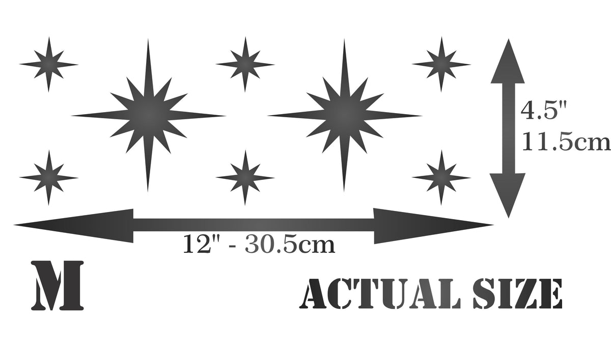 Star Celestial Border Stencil, 30.48 x 11.43 cm - Celestial Large Stars Design