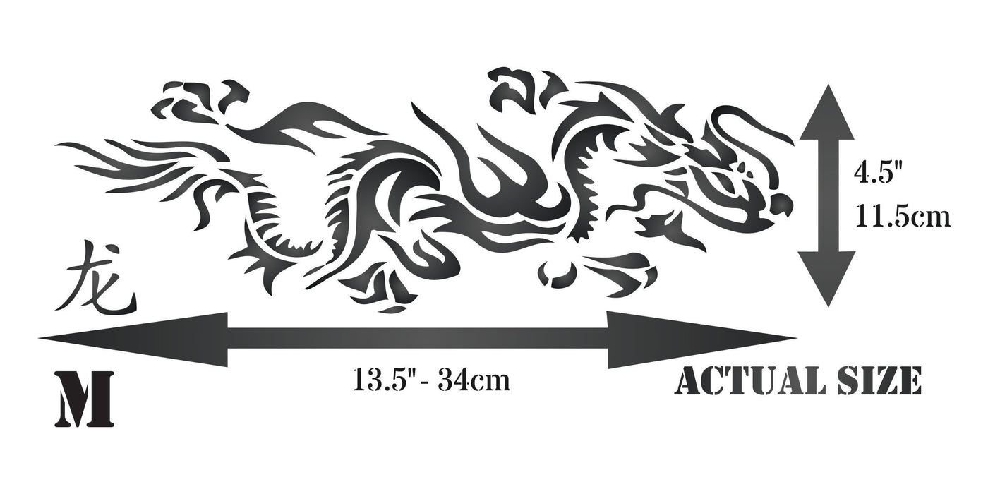 Japanese Dragon Stencil - Asian Oriental Chinese