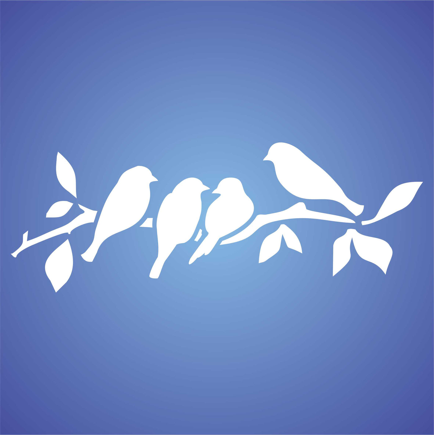 Roosting Birds Stencil - Bird Branch Silhouette Border