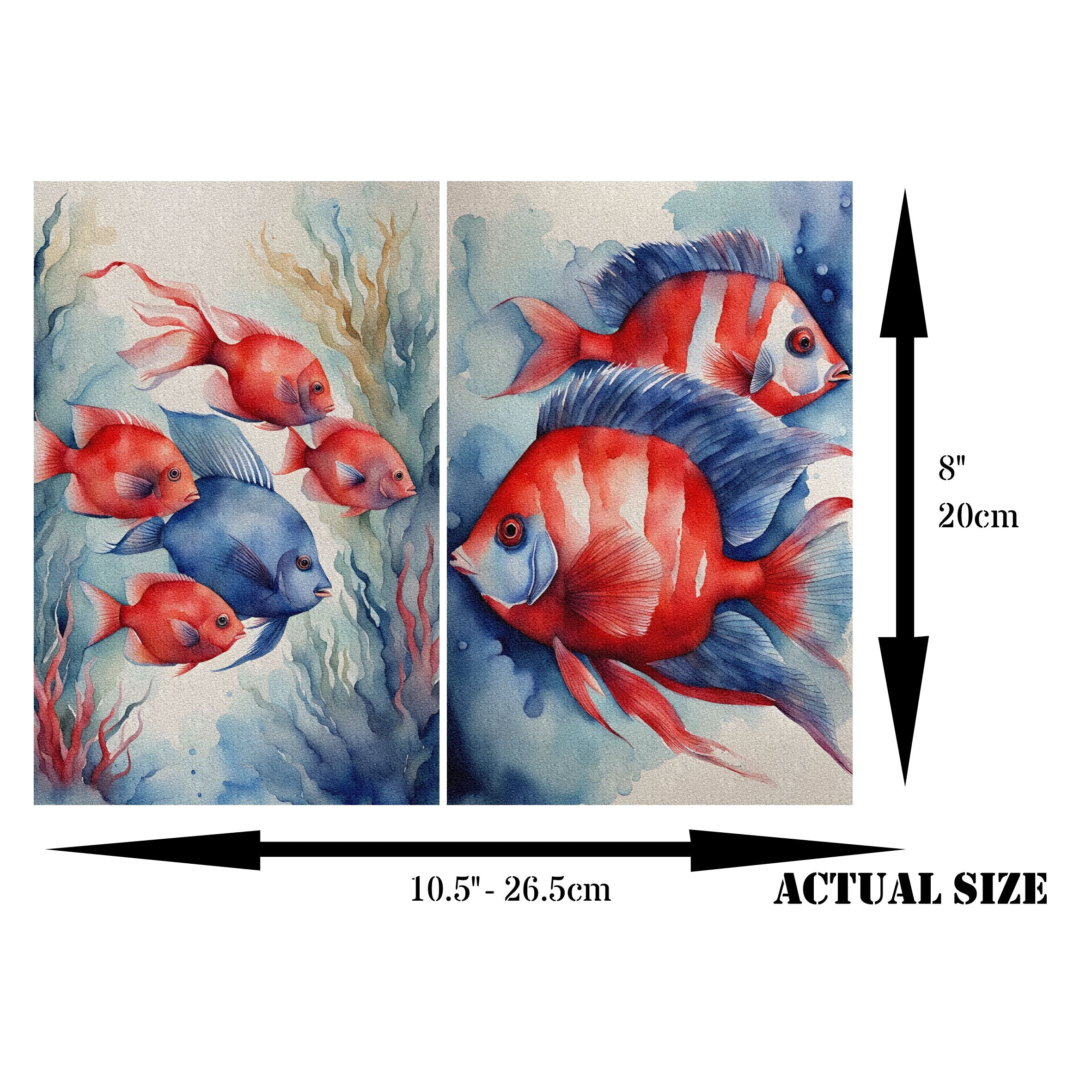 Fish Decoupage Rice Paper, 8 x 10.5 inch - for Decoupage Scrapbooking Crafts