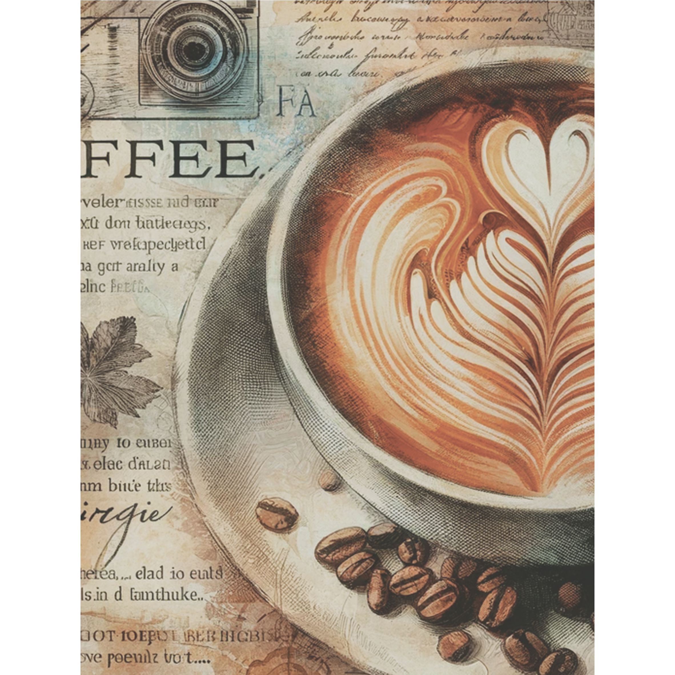 Coffee Rice Paper, 8 x 10.5 inch - for Decoupage Scrapbooking Cards Crafts