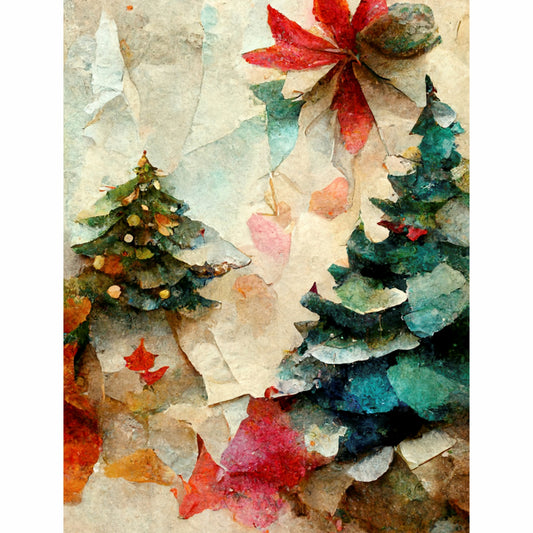 Christmas Collage Rice Paper- 6 Unique Printed Mulberry Paper Images 30gsm