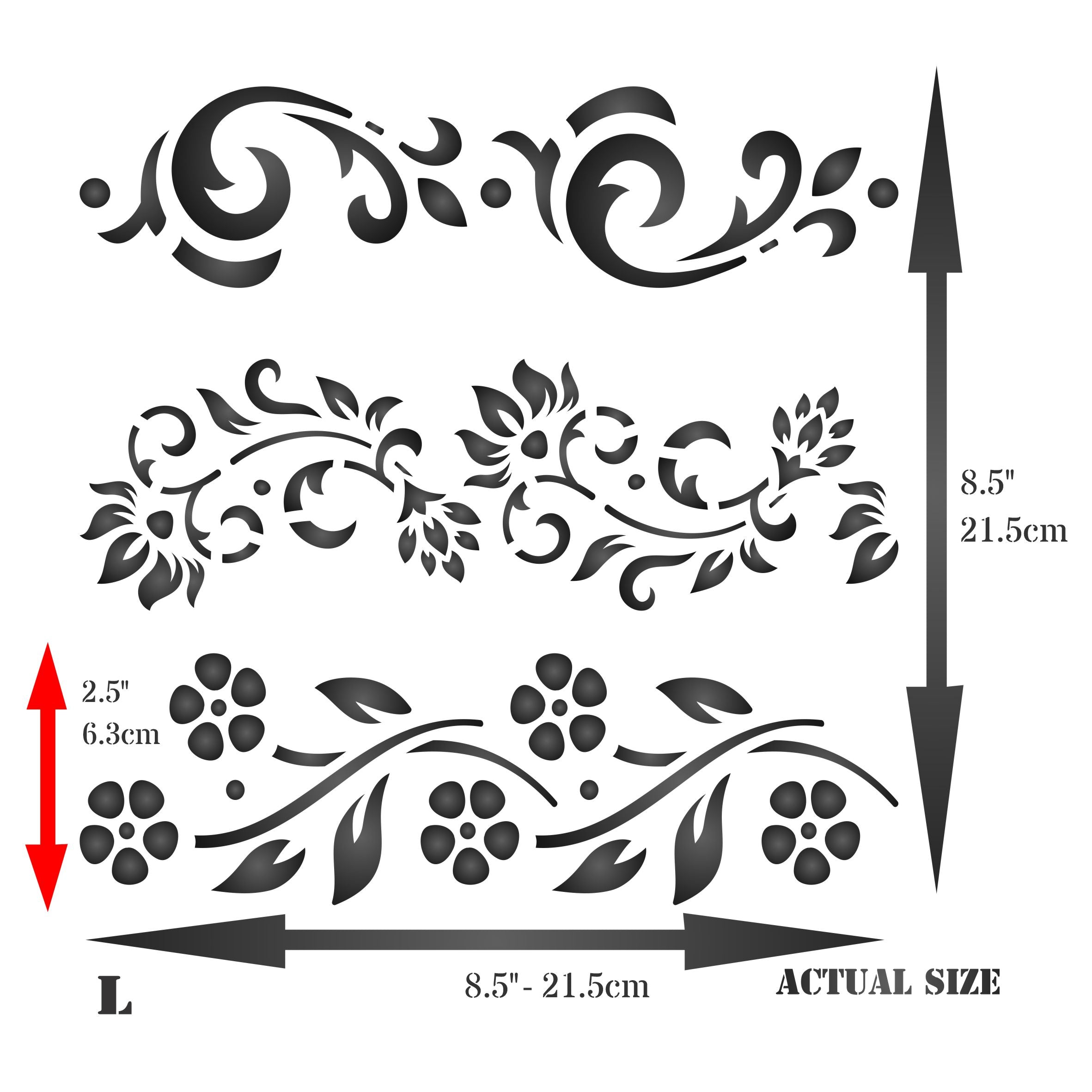 Vintage Borders Stencil - Classic Flower Border Design