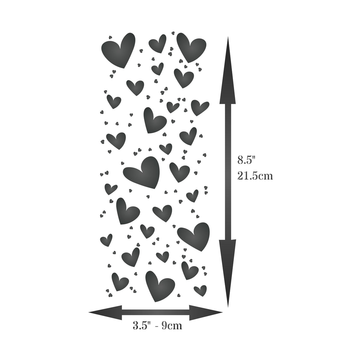 Slimline Hearts Stencil, 10.16 x 22.86 cm - Shape Heart Card Making Slimline DiesCards Template