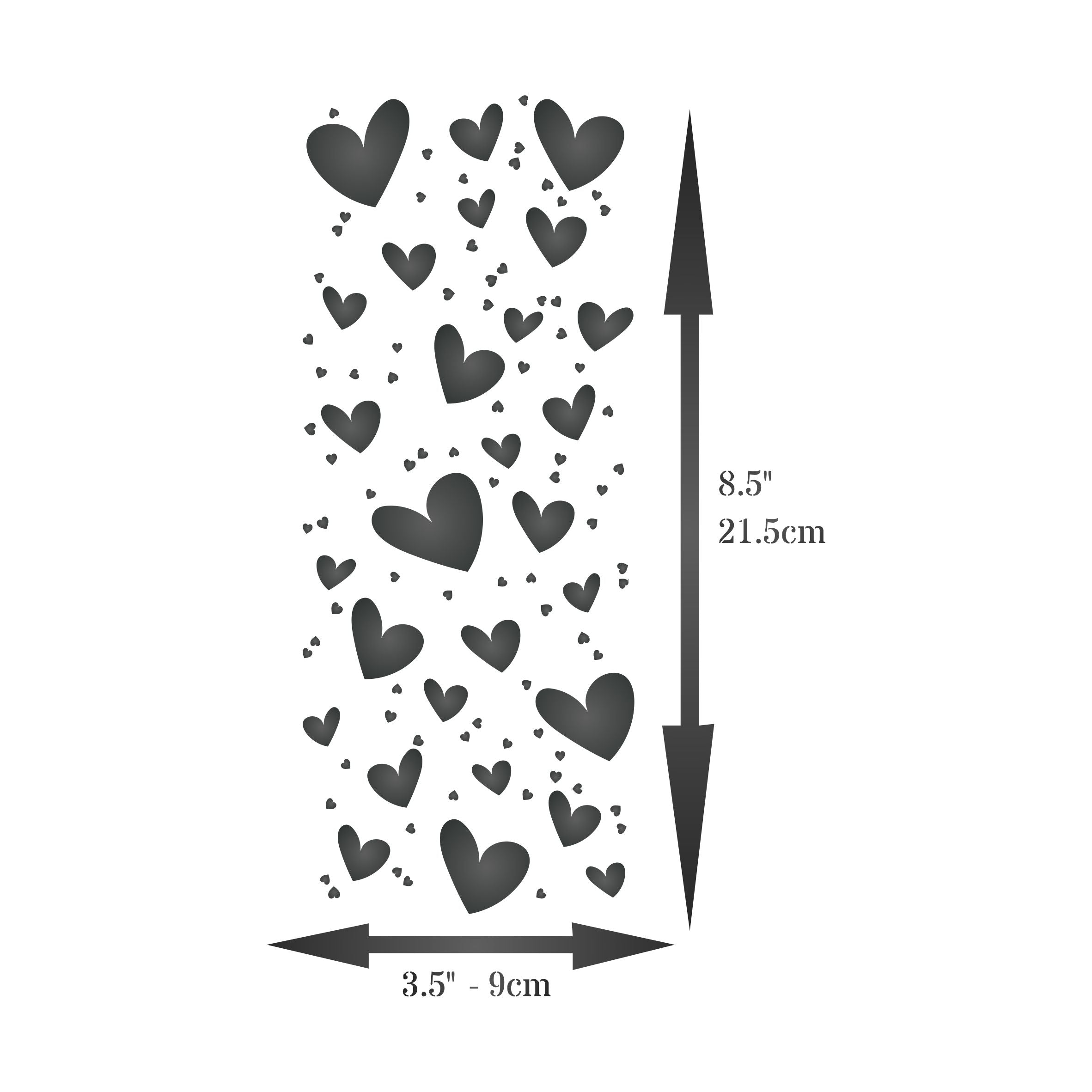 Slimline Hearts Stencil, 4 x 9 inch - Shape Heart Card Making Slimline DiesCards Template