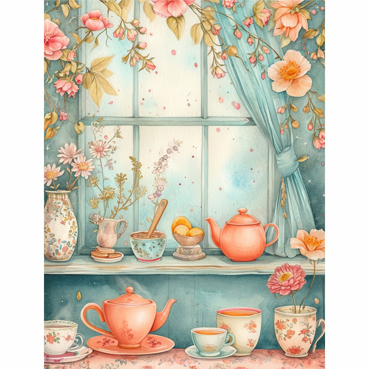Tea Time Rice Paper, 20 x 26,6cm (6pc) - 6 Designs for Scrapbooking Cards Crafts, Decoupage by CRAFT KREATIVELY