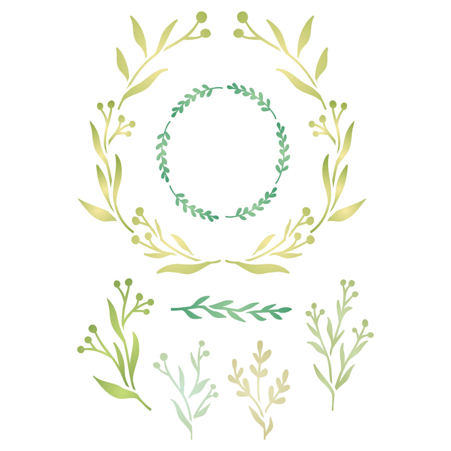 Olive Leaf Layering Stencil, 4.5 x 6.5 inch - Wreath Mask use to Add Texture