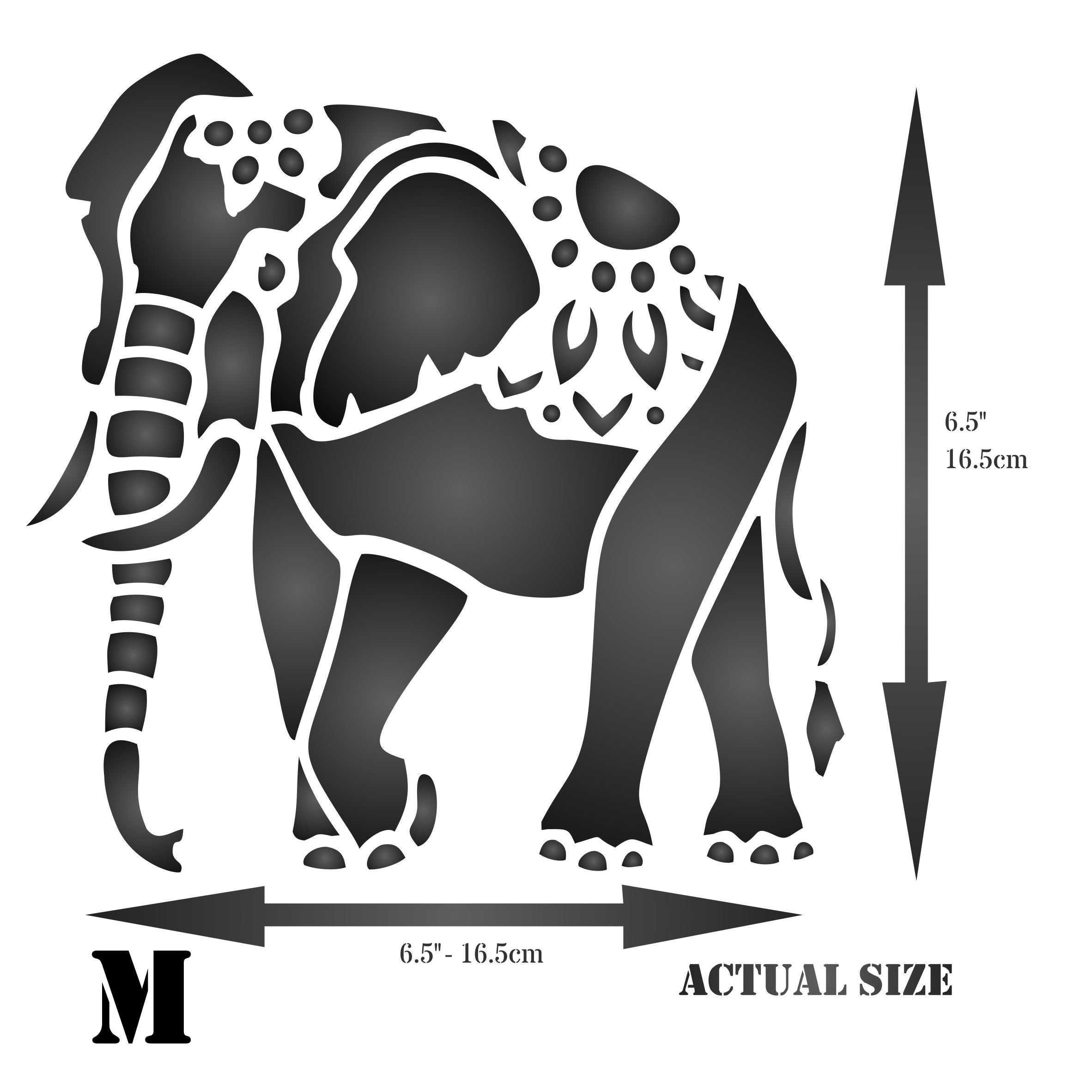 Indian Elephant Stencil - Animal Asian Pachyderm