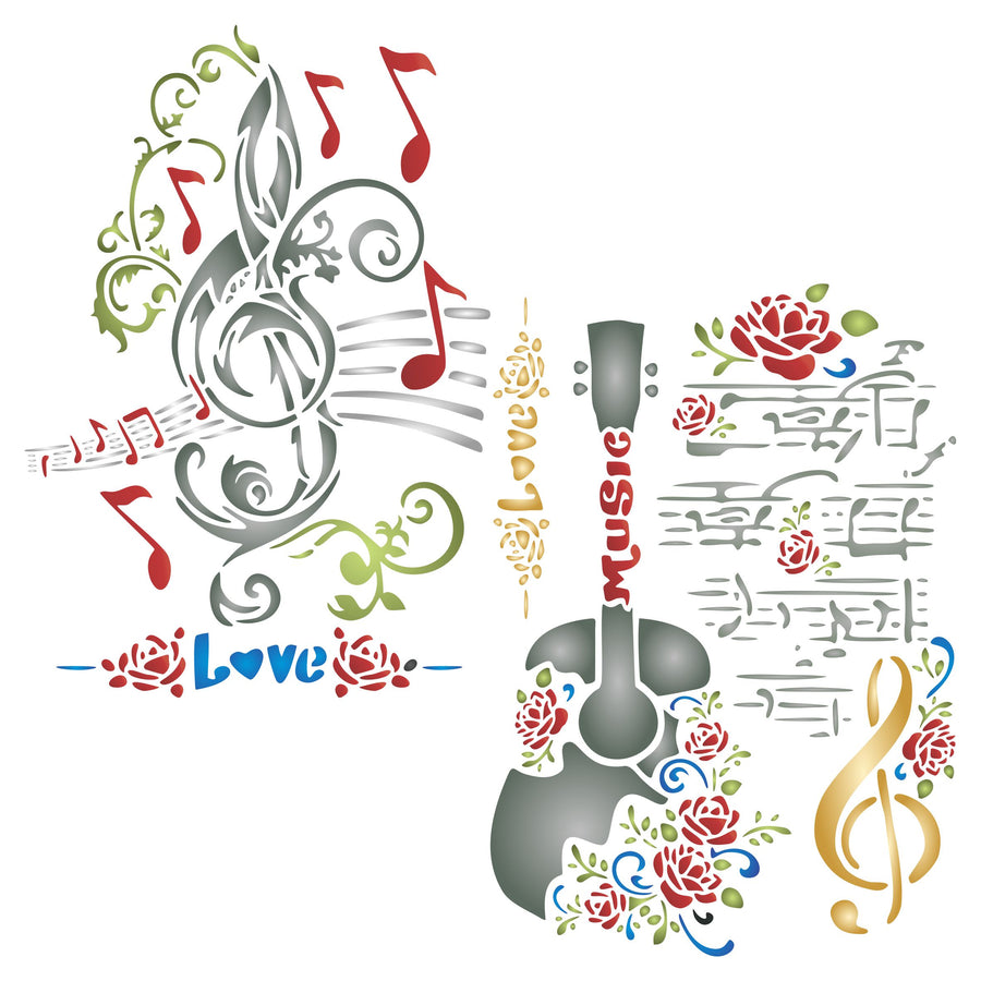 Music Stencil (2pc) - Use Layering to add Texture and Design