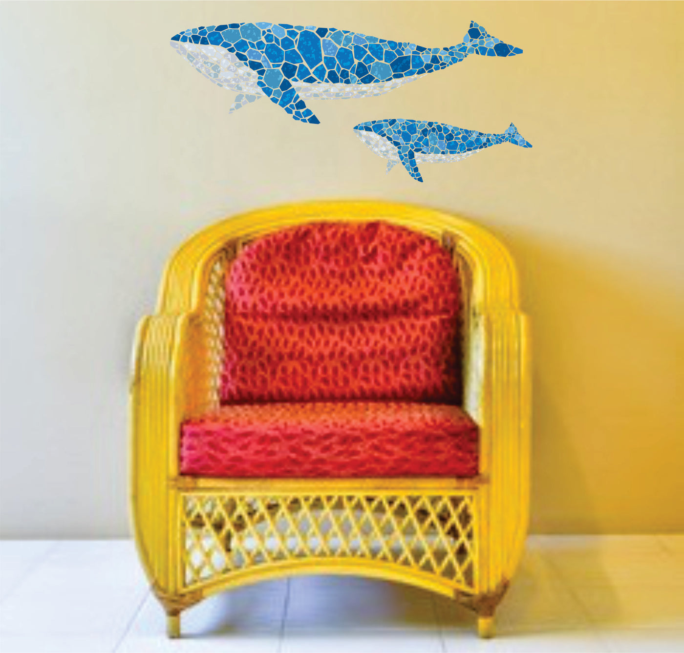 Whale Stencil - Mosaic Fish Blue Whale