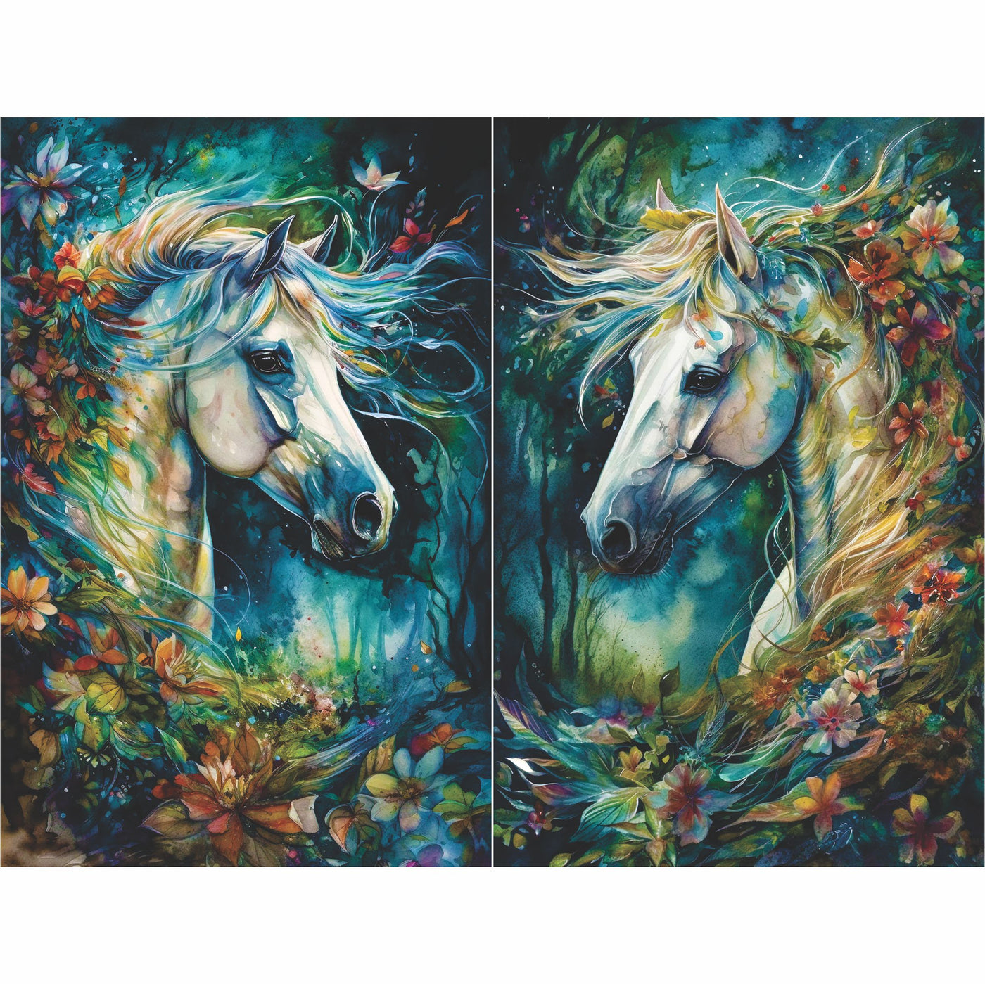 Bohemian Horses Rice Paper, 8 x 10.5 inch â€“ for Decoupage Scrapbooking Craft