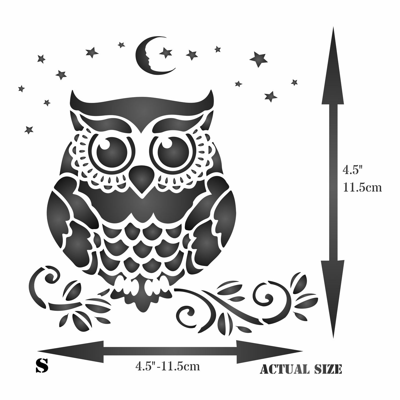 Owl Stencil - Decorative Night Bird Nocturnal Animal Wildlife Birds